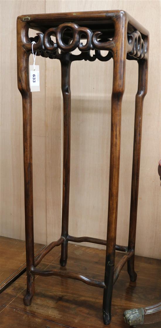 A Chinese carved hardwood urn stand, H.90cm